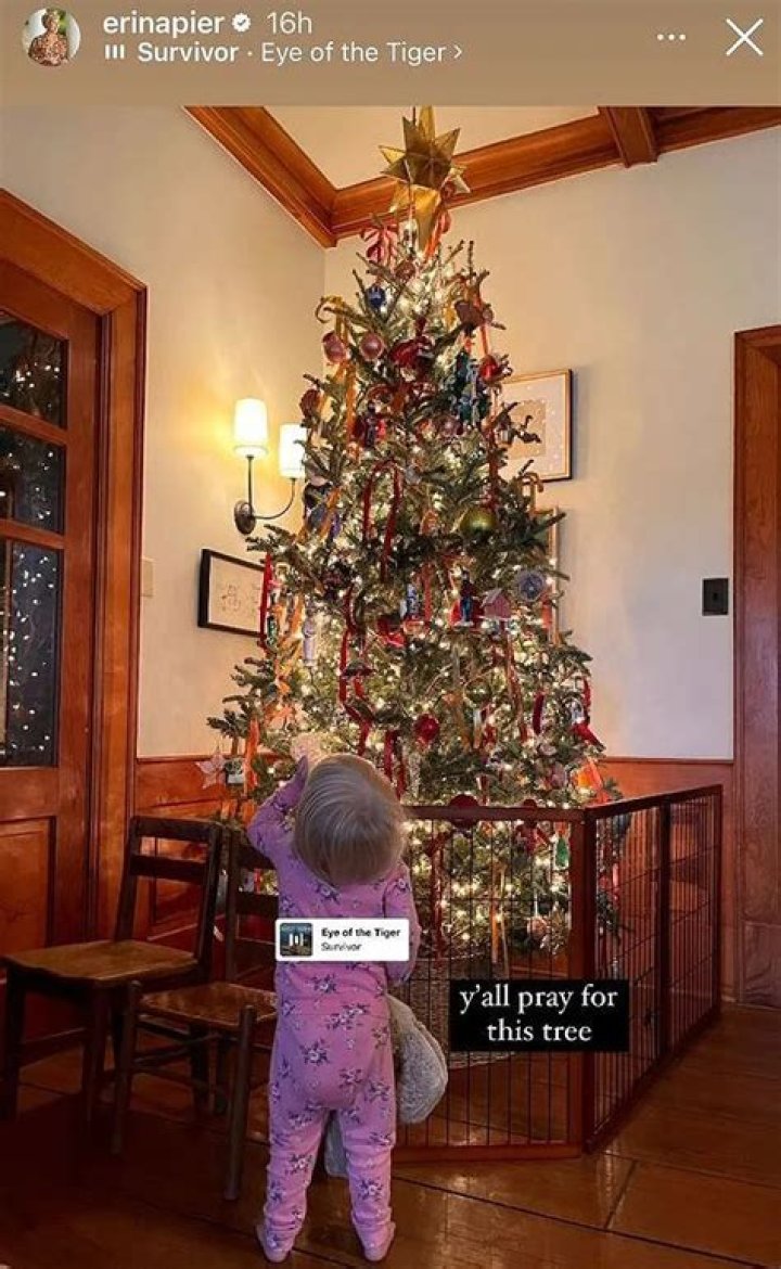 
Erin Napier Asks Fans to ‘Pray’ for Her Christmas Tree as Baby Daughter Mae Tries to Get Close 