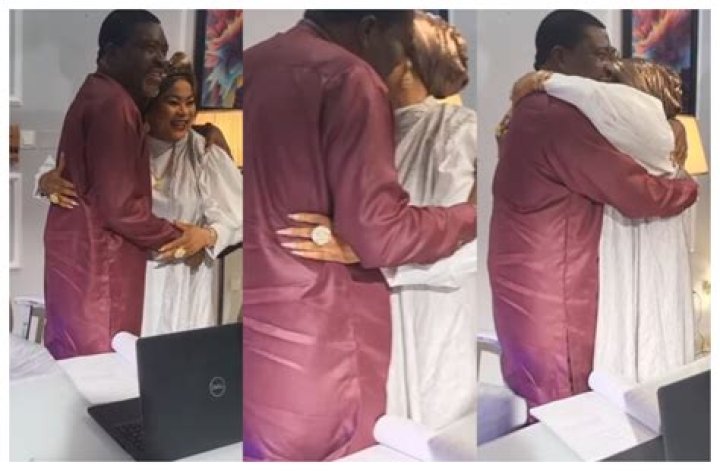 
Kanayo Kanayo Passionately Embraces Sola Sobowale As They Connect. 